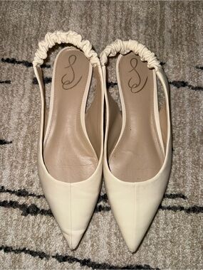 Sam Edelman Cream Pointed Toe Slingback Flats